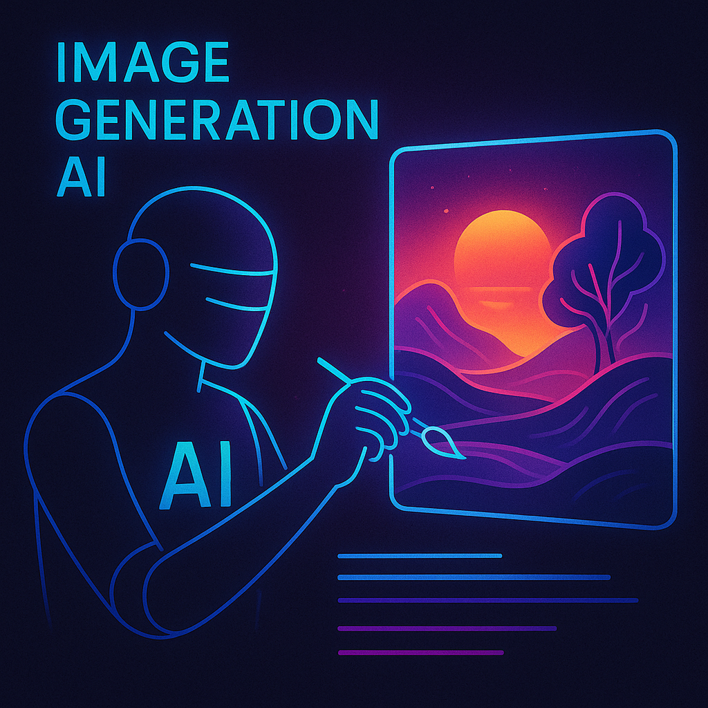 Vibrant AI-generated digital artwork with abstract patterns in neon cyan and magenta